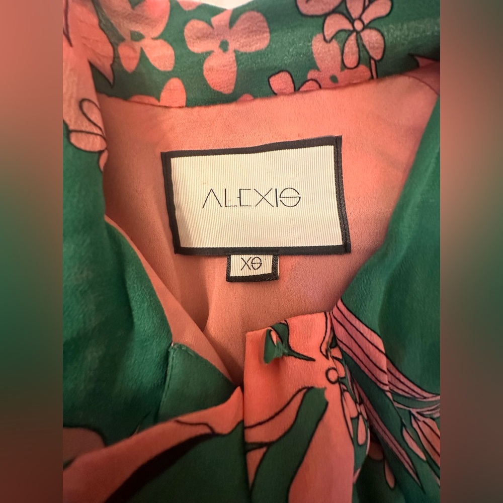 Alexis Green and Pink Floral Long Sleeve Dress - Picture 2 of 2